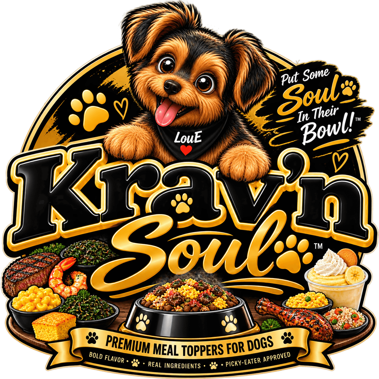 Krav'n Soul premium meal toppers for dogs official logo