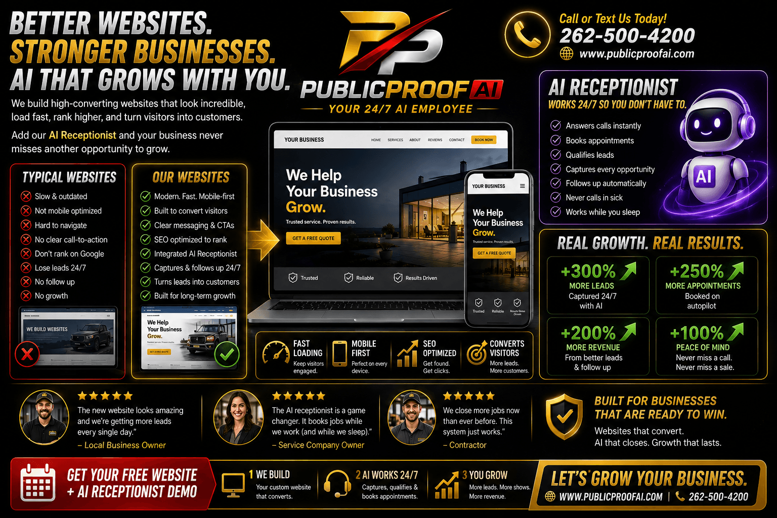 PublicProof AI websites and AI receptionist service banner